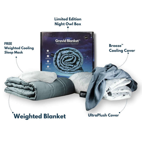 Night Owl Bundle - Size: TWIN 60x80 Weight: 15 lb Colours: Grey UltraPlush + Grey Breeze by Gravid